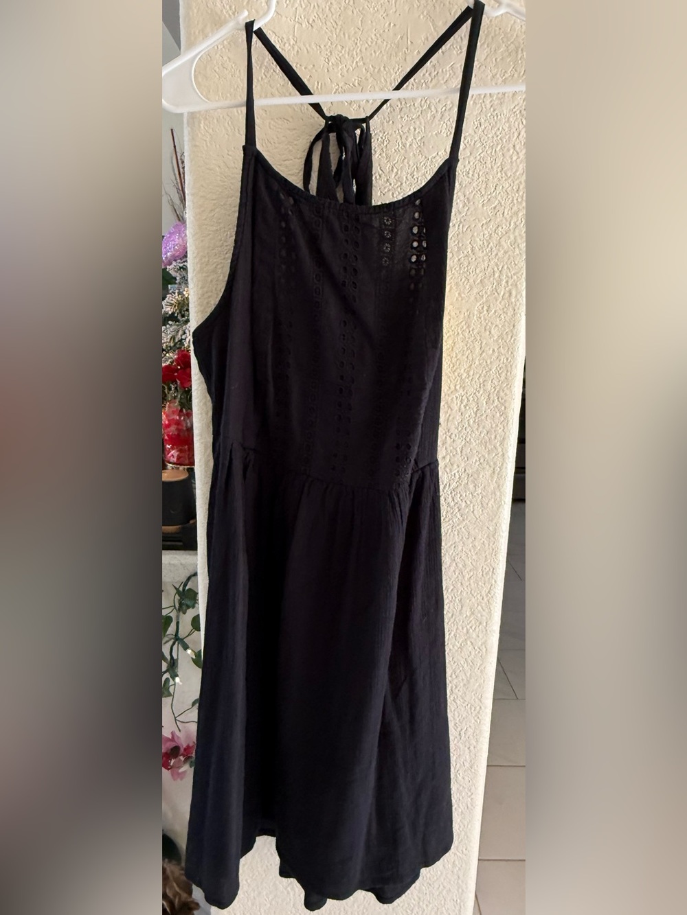 Roxy : Black Eyelet Tie-Back Sundress ( Large ) NWOT